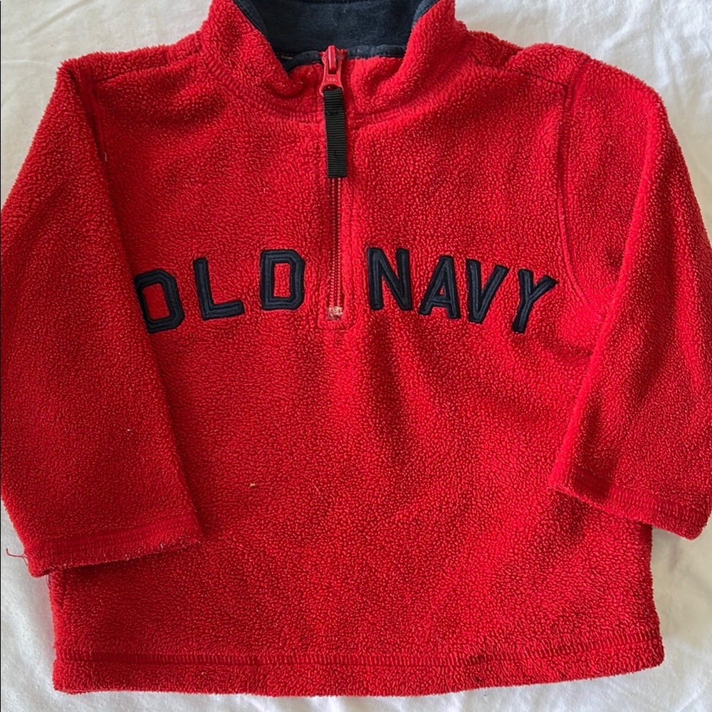 Old Navy Red Fleece Quarter-Zip Sweatshirt